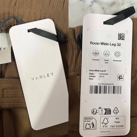 Varley Rocio Wide Leg Pants in Desert Palm Brown Pleated Corduroy Size Large - Picture 14 of 16